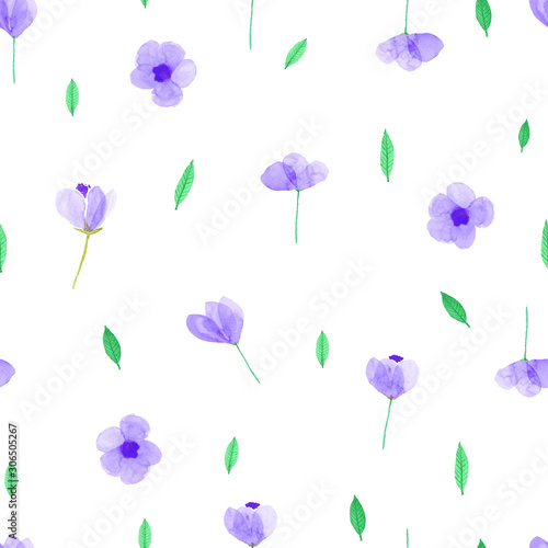 Floral watercolor seamless pattern background design. Vector illustration.