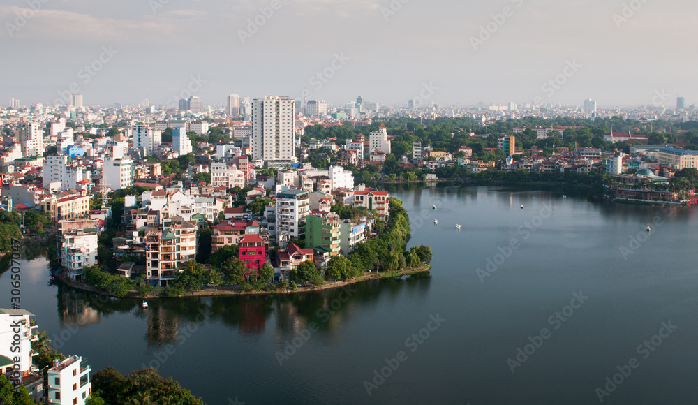 Skyline of Hanoi city in Vietnam