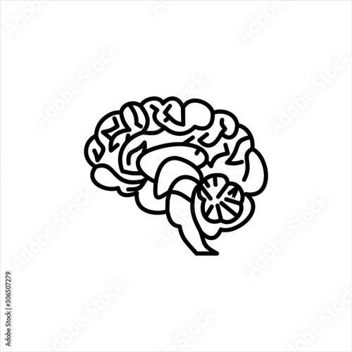 Brain icon. Flat illustration