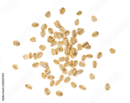 Oat flakes isolated without shadow top view