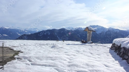 Tyrol, Austria. Astenau Alpe. Astenaualm. Wiesing. Snow. photo