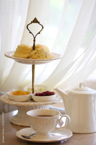 Scone set with jam and cottage cream, Afternoon tea set