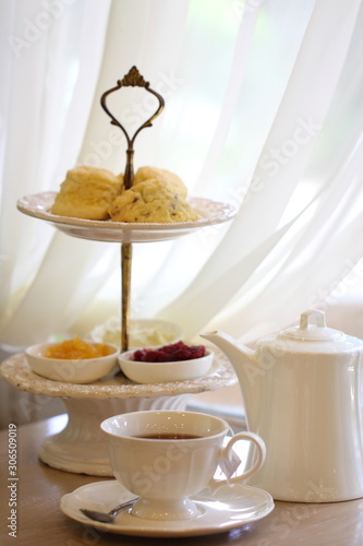 Scone set with jam and cottage cream, Afternoon tea set