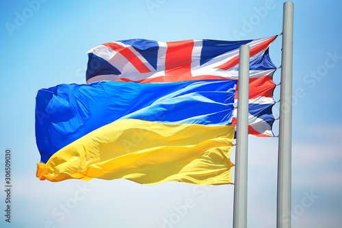 Flags of Ukraine and Great Britain