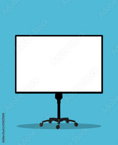 Empty Projection screen, Presentation board, illustration in flat style on blue background