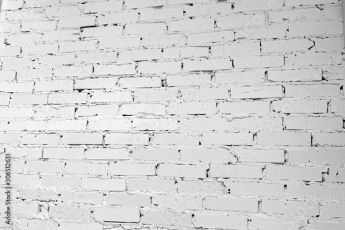 Texture background  white brick wall without shade.