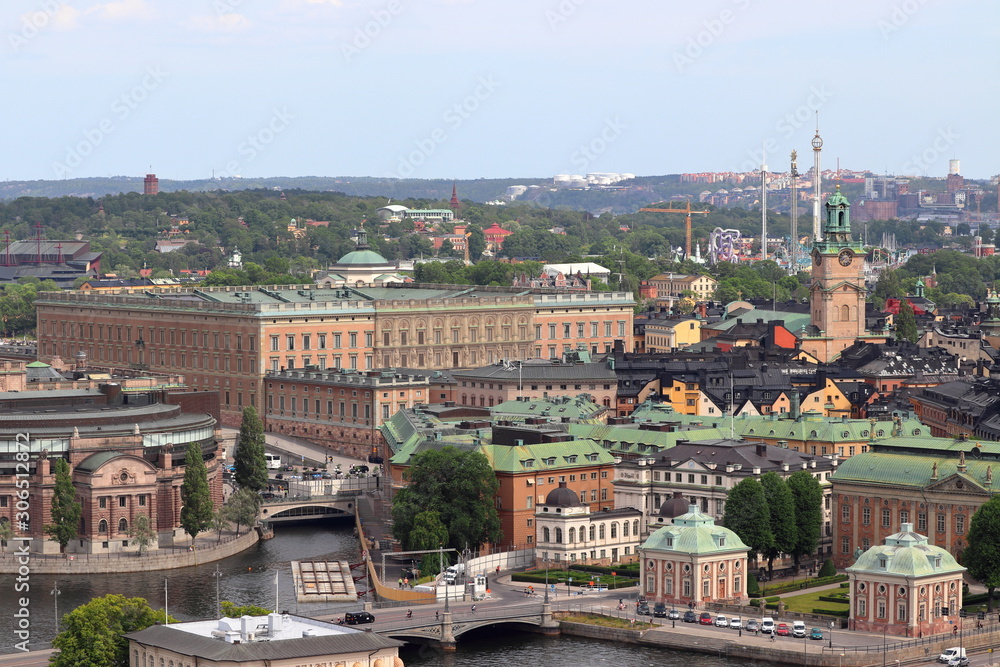 View from top if city hall in Stockholm in sweden on holiday. Travelling with cruise ship in summer.