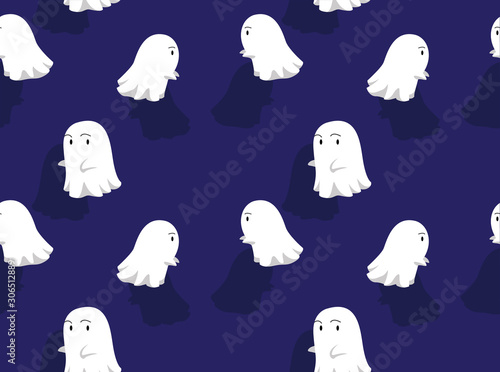 Ghost Cute Floating Cartoon Seamless Background Wallpaper-01