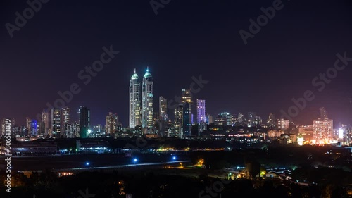 Wallpaper Mural The Imperial towers & Mahalakshmi Race Course Tracks in Tardeo, Mumbai, India time lapse at night Torontodigital.ca