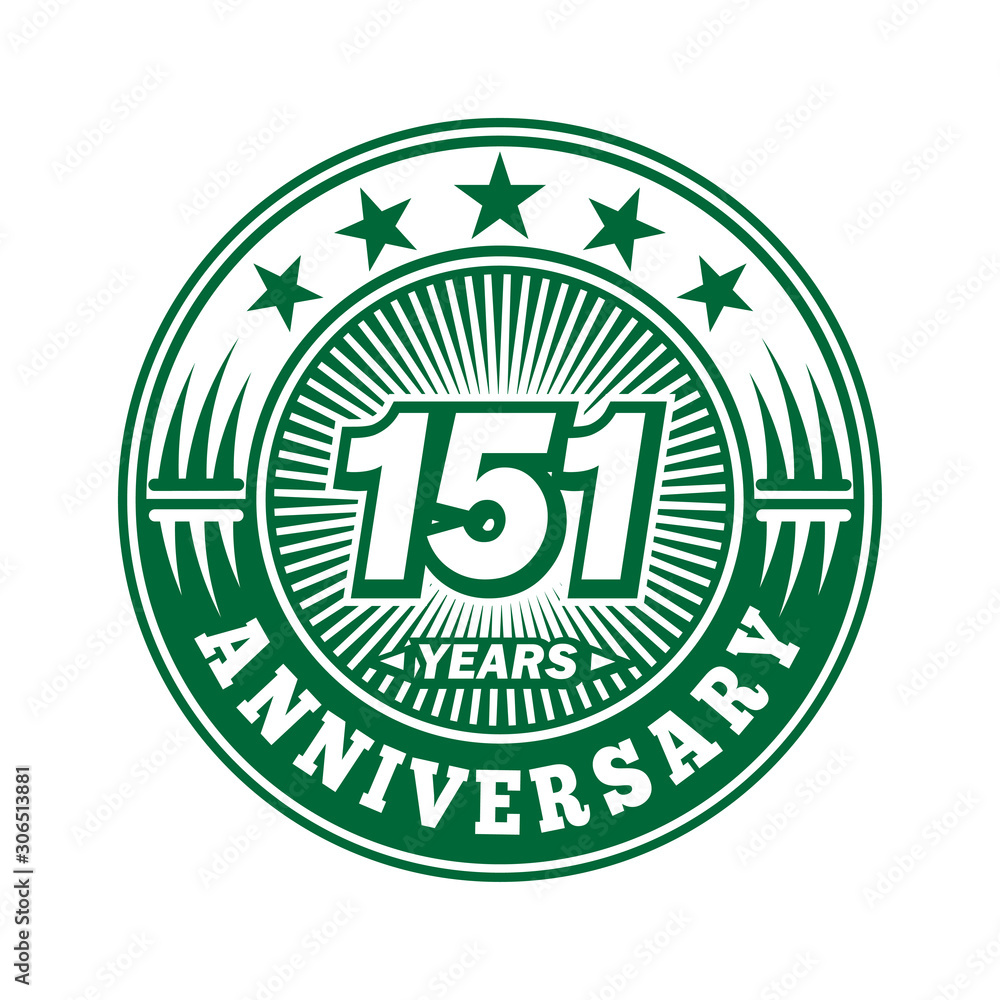 151 years logo. One hundred fifty one years anniversary celebration logo design. Vector and illustration.