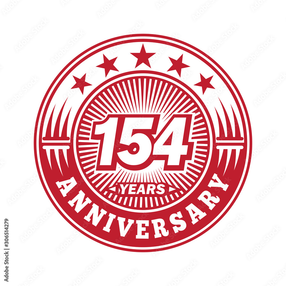 154 years logo. One hundred fifty four years anniversary celebration logo design. Vector and illustration.