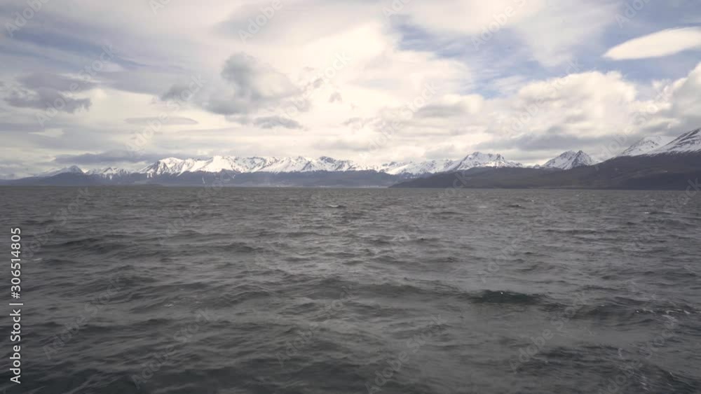 Snow mountains coast in Beagle Channel Snow mountains coast in Beagle Channel