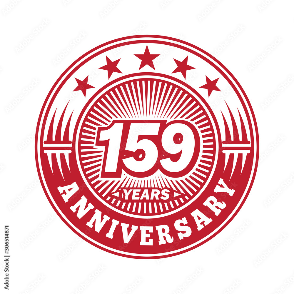 159 years logo. One hundred fifty nine years anniversary celebration logo design. Vector and illustration.