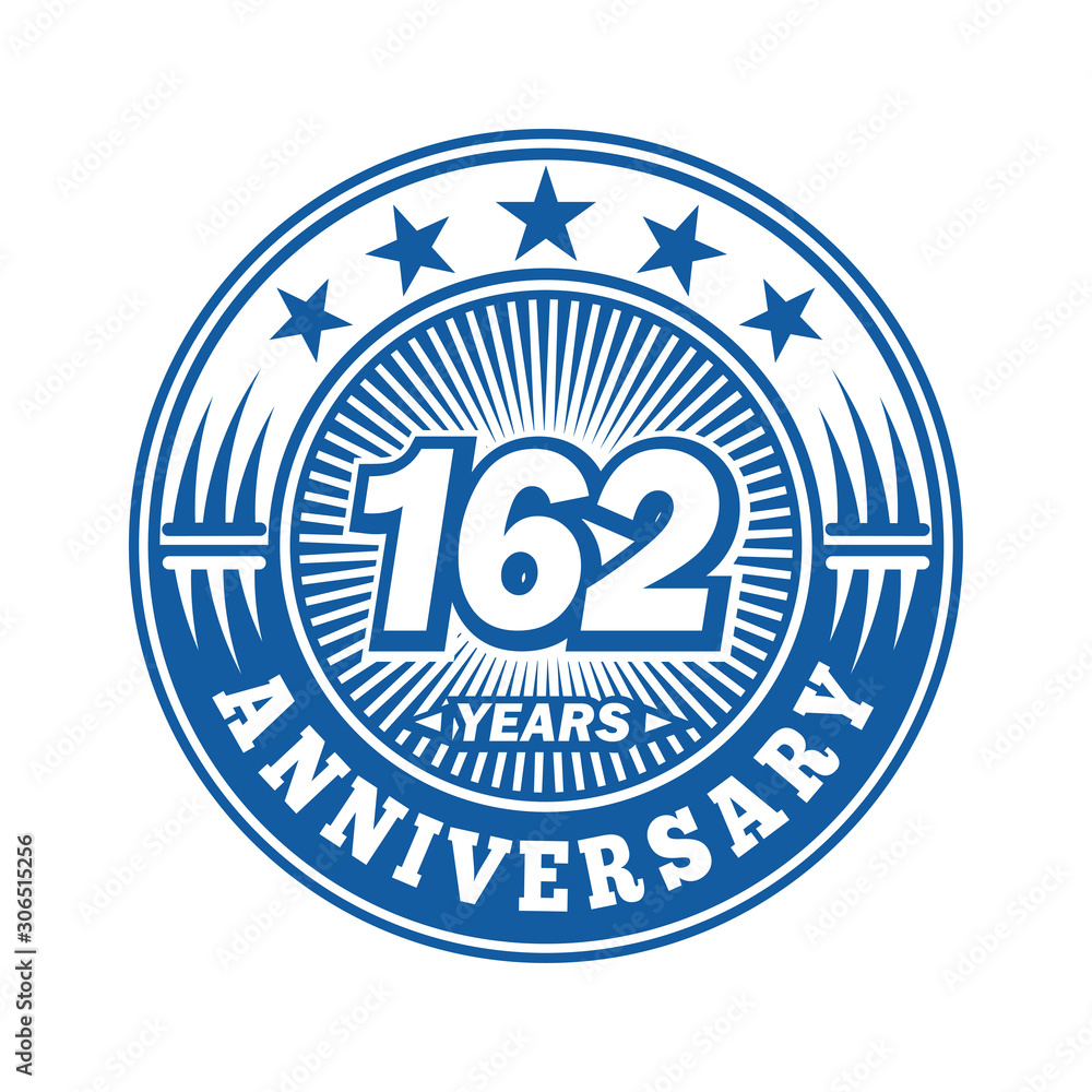 162 years logo. One hundred sixty two years anniversary celebration logo design. Vector and illustration.
