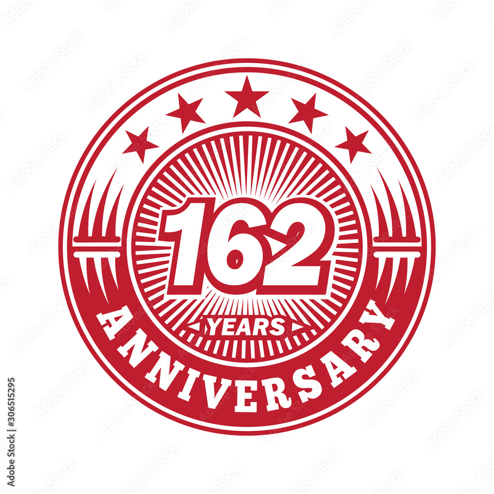 162 years logo. One hundred sixty two years anniversary celebration logo design. Vector and illustration.