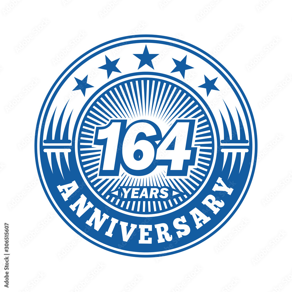 164 years logo. One hundred sixty four years anniversary celebration logo design. Vector and illustration.