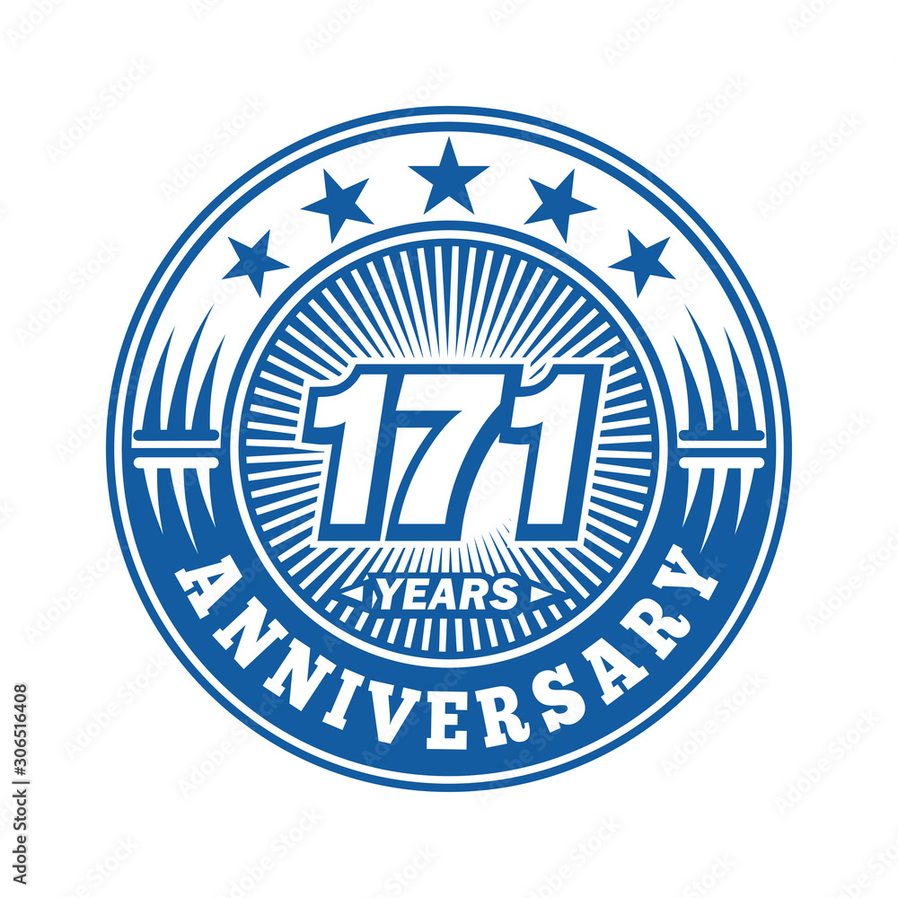171 years logo. One hundred seventy one years anniversary celebration logo design. Vector and illustration.