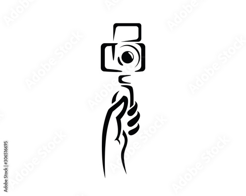 Vlogging with Hand Holding a Camera Illustration