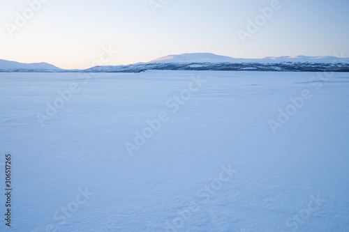 winter landscape in sweden in the evening