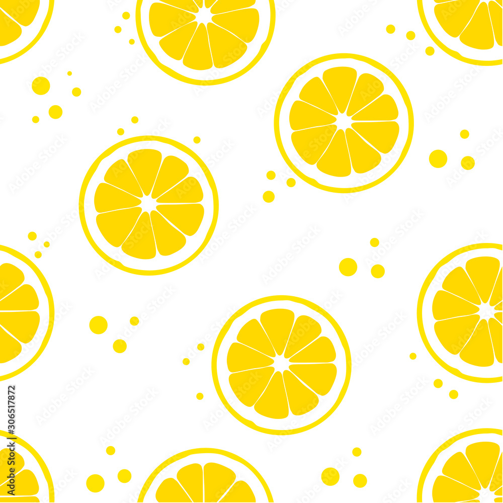 Seamless pattern with slices of lemon. Lemon and polka dot vector background. Seamless pattern with slices of lemon. Lemon and polka dot vector background.