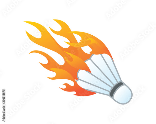 Modern Flaming Hot Shuttlecock Illustration