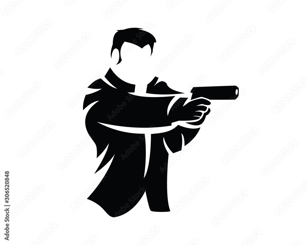Vettoriale Stock Man Shooting Gun Pose Illustration with Silhouette Style |  Adobe Stock