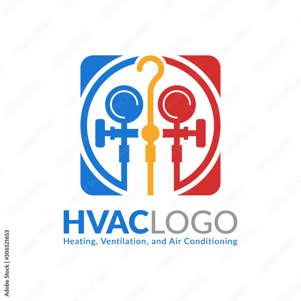 HVAC logo design, heating ventilation and air conditioning logo or icon