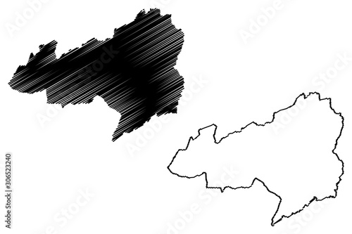 Bong County (Counties of Liberia, Republic of Liberia) map vector illustration, scribble sketch Bong map