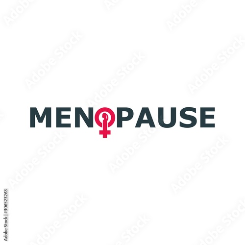 Female sign icon in menopause word. Silhouette of woman head. Woman health