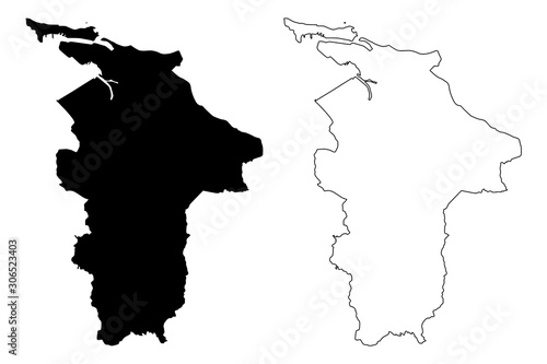 San Juan municipality (Commonwealth of Puerto Rico, Porto Rico, PR, Unincorporated territories of the United States) map vector illustration, scribble sketch San Juan map