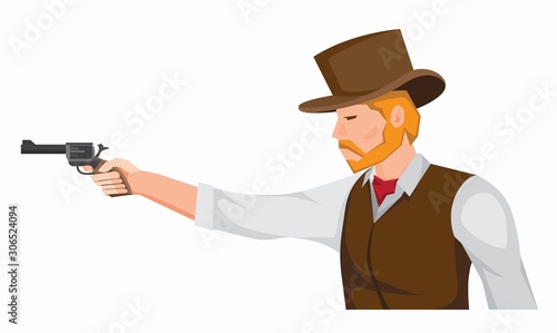 cowboy with gun cartoon illustration vector
