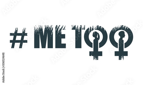 Me too hashtag. Social movement concerning sexual assault and harassment. Female sign icon. Silhouette of woman head. Grunge texture
