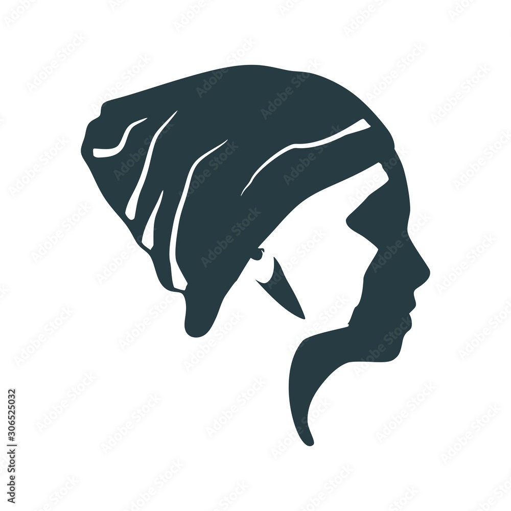 Face profile view. Elegant silhouette of a female head. Beautiful woman portrait. Thin line style Face profile view. Elegant silhouette of a female head. Beautiful woman portrait. Thin line style