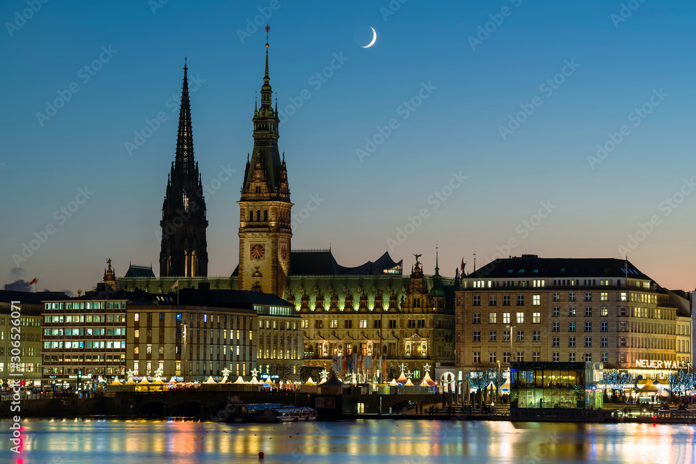 Moonlight city Hamburg Germany