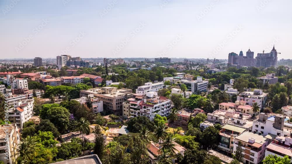 High angle view on residential area next to MG Road in Bangalore downtown, India time lapse High angle view on residential area next to MG Road in Bangalore downtown, India time lapse