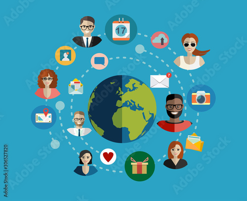 Social network, people connecting all over the world.