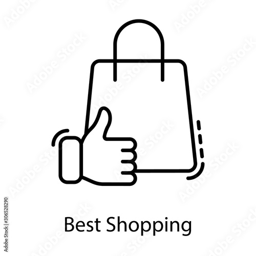  Best Shopping Bag Favorite, shopping, best, feedback, ecommerce, review, thumb, icon, vector, line, handbag, approved