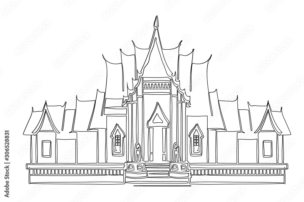 sketch of temple isolated on white 