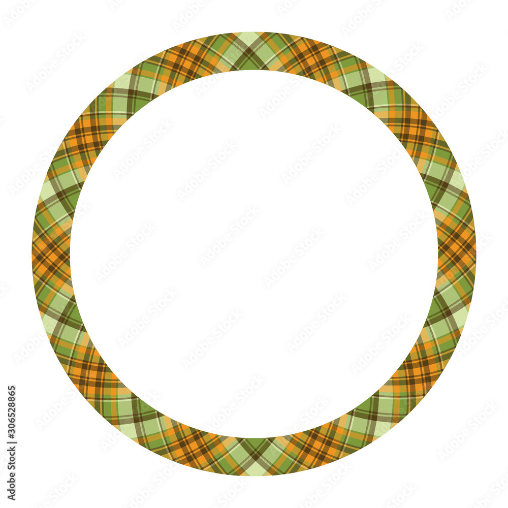 Circle borders and frames vector. Round border pattern geometric vintage frame design. Scottish tartan plaid fabric texture. Template for gift card, collage, scrapbook or photo album and portrait.. Circle borders and frames vector. Round border pattern geometric vintage frame design. Scottish tartan plaid fabric texture. Template for gift card, collage, scrapbook or photo album and portrait..