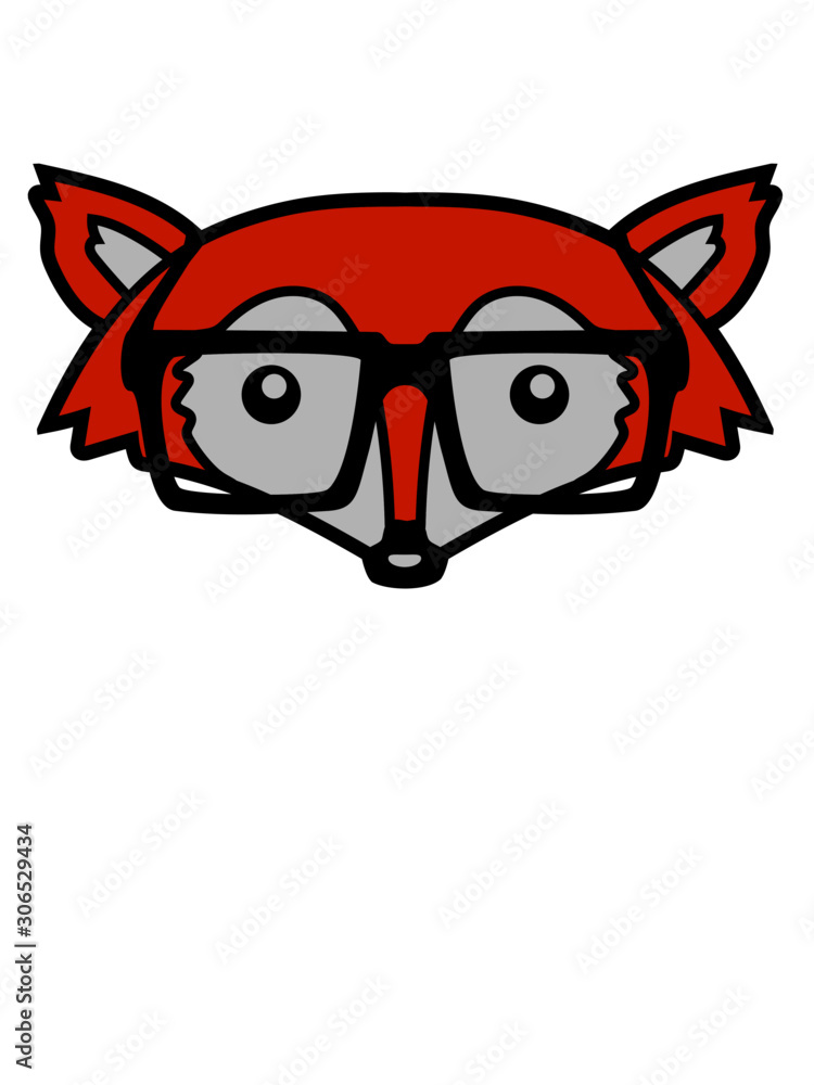Geek Fuchs Kopf cartoon clipart schlau frechdachs cool Stock Vector