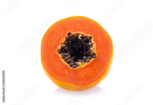 Papaya slices isolated on a white background