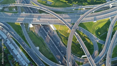 A modern flyover road junction in a large megapolis