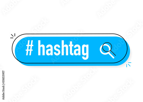 Hashtag, communication sign on white background.