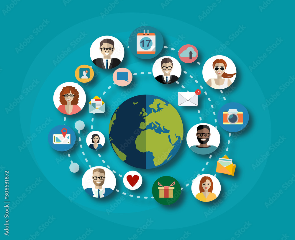 Global social network abstract scheme. Global social network abstract scheme.