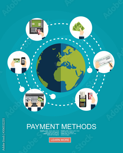 Flat design illustration concepts for Payment Methods. Concepts web banner