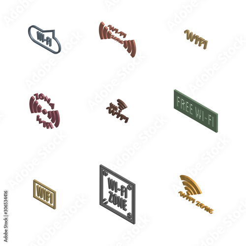 Set of 3D wireless icons, vector illustration.