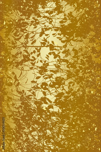 Gold Design with Tree and Branches Silhouette. detailed vector illustration