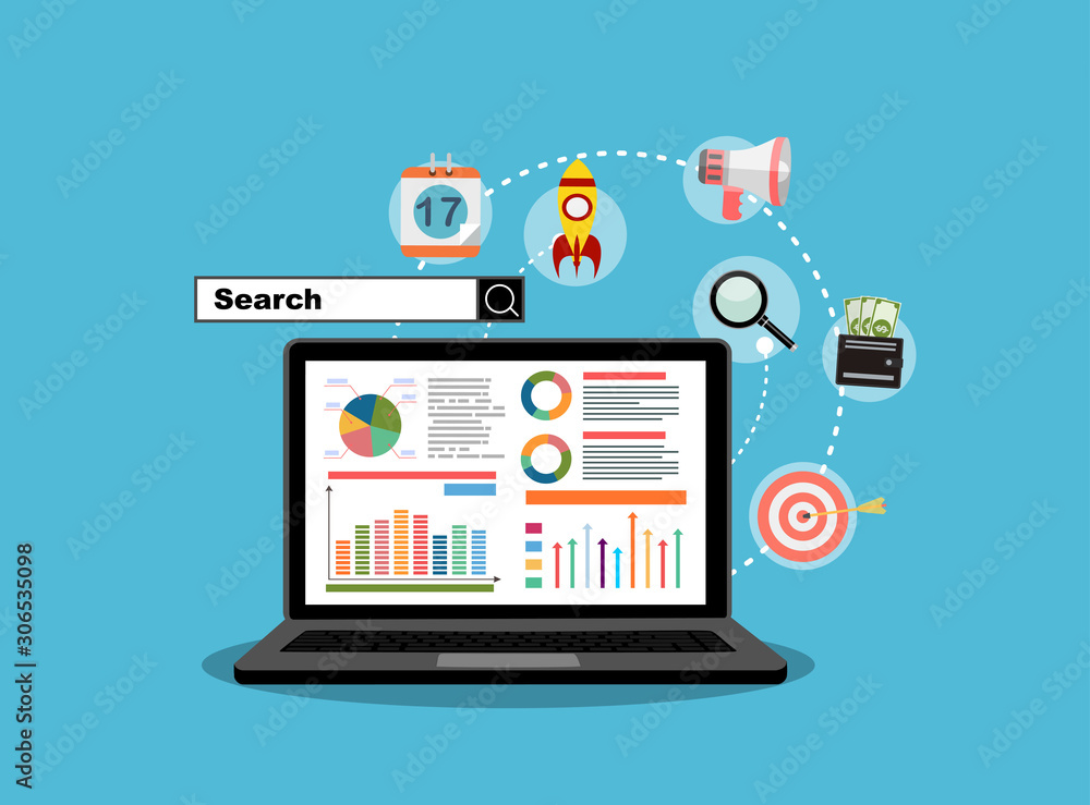 Flat illustration web analytics design , SEO optimization. Flat illustration web analytics design , SEO optimization.