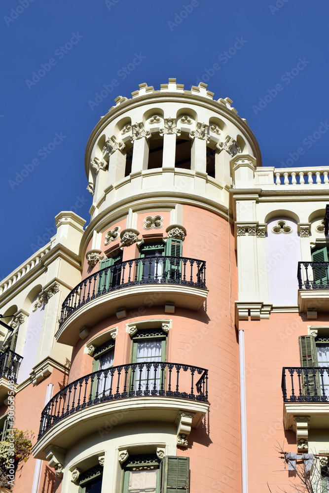 Circular Corner Tower of Apartment Building with Balconies3703-039