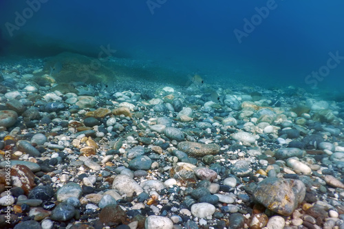 Underwater Rocks and Pebbles on the Seabed